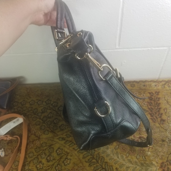 ORA DELPHINE black leather shoulder tote bag - Picture 7 of 11